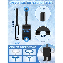 Universal Ice Anchor Tool- Ice Anchor Power Drill Adapter Ice House Anchors for Ice Insert Sewing- Ice Shanty Anchors for Ice Fishing Shelter Tent, for Christmas Dad Gifts Ice Fishing Enthusiast