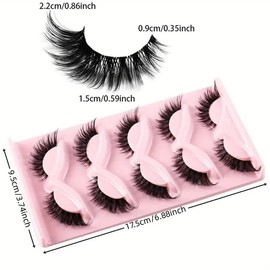 Natural False Eyelashes (5 Pairs), Wispy Cat Eye Faux Cluster Lashes, Natural Curling Eye Makeup Strip Lashes, Full Volume Eyelash for Lashes Extensions, Eyelashes Extensions, Makeup Products, Makeup Tools, Valentine's Day Gift