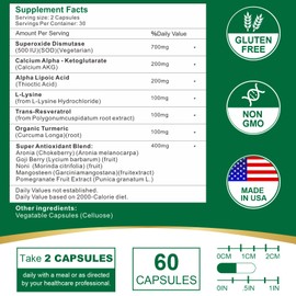 VITACRLLYNMN 700MG Sod Superoxide Dismutase Supplement - High Potency Antioxidant Supplement for Cellular Health - 120 Capsules