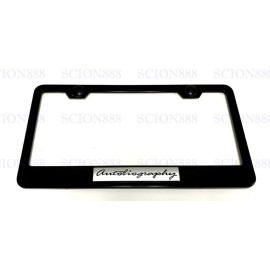License Plate Frame 1pc 3D AUTOBIOGRAPHY Emblem Badge BLACK Stainless Metal License Plate Frame
