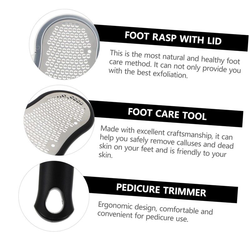 minkissy 2Pcs Stainless Steel Foot Rasp File with Lids Dual