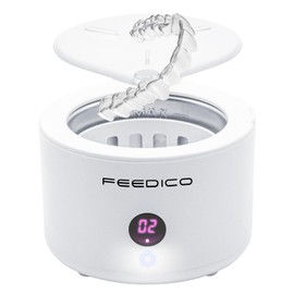 Feedico Ultrasonic 45kHz Retainer Cleaner, Machine for Dentures, Mouth Guards, Aligner, Toothbrush Heads, Jewelry, 4 Modes for All Dental Appliances with Digital Timer & 200ML Dental Cleaning Pod