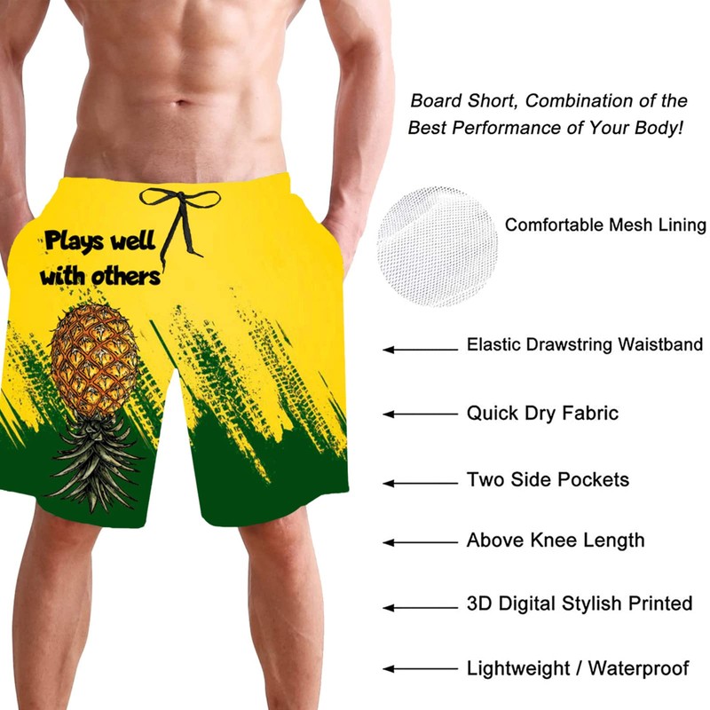 Heucapc Men's Swim Trunks Quick Dry Swimming Trunks Upside Down