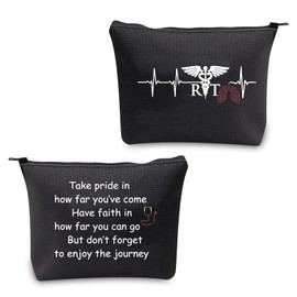 CMNIM RT Gifts Respiratory Therapist Gifts Bag RT Makeup Bag Cosmetic Pouch Respiratory Tech Gifts Travel Bag Toiletry Case Purse Organizer Zipper Bag (RT Gifts Bag Black)