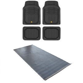 BDK Cat® CAMT-9014 (5-Piece Set) Deep Dish Rubber Truck Floor Mats, Universal Trim to Fit Front & Rear Combo with Truck Bed Mat Liner, Heavy Duty All Weather