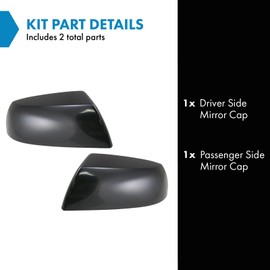 TRQ 2 Piece Driver and Passenger Side Set Mirror Cap Set Paint to Match Compatible with 2008-2013 Toyota Sequoia 2007-2013 Tundra