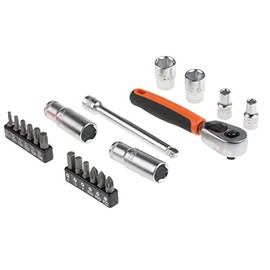 Bahco Bahco SL25L Socket & Mechanical Set, Metric ,Black/Red,1/4" Dynamic Drive, 37 Pieces