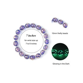 anlarb Firefly Beads Bracelet Glow in the Dark Beaded Bracelet Luminous Mermaid Glass Beaded Bracelets for Women Firefly Beads Stretch Bracelet for Women