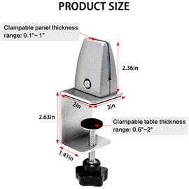 Heavy Duty Sneeze Guard Clamp For 0.1" to 1" Thick Panel,Desk Partition Support Clamps,Adjustable Aluminum Desktop Divider Holder,Easy to Install Desk Privacy Panel Clips, 4 Pack,Silver