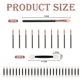 10 Sponge Eye Shadow Sticks, 25 Double-Headed Eye Shadow Sticks, Multi-Functional Smudge Makeup Brushes, Convenient Eye Shadow Applicators, Beauty Tools