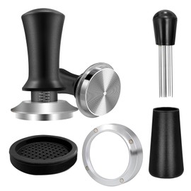 51mm Espresso Accessories Kit, Coffee Espresso Tamper Set, Spring-loaded Tamper, WDT Tool, Dosing Funnel and Silicone Gel Coffee Tamper Mat for Espresso Coffee Machines and 51 mm Portafilters
