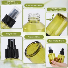 Segbeauty 2oz Perfume Travel Refillable Bottles, 6pcs Small Travel Size Spray Bottle for Hair, 60ml Empty Mini Glass Fine Mist Spray Bottles, Green Perfume Cologne Atomizer Sprayer Bottle for Liquids