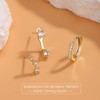 JUNVirtuous 3 Pair Gold Earrings for Women Trendy Hypoallergenic CZ