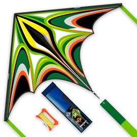 SGftre Green Large Delta Kites Flying Toys Easy to Fly,Unique Design Shiny Colorful Outdoor Activities Flying Delta Kite for Kids and Adults (Power Triancle-Green)