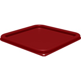 Carlisle FoodService Products Squares Plastic Food Container Lid, Storage Container Lid, Square Lid with Stackable Design for Food Storage, 6 To 8 Quarts, Red