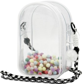 YUYAKESHI Itakeshi 15cm Plush Toy, For Going Out, Transparent, Showing Bag, Shoulder Included, Doll Holder, Sewn Pouch, PVC, Going Out, Keychain, Pushing Bag, Clear (White)