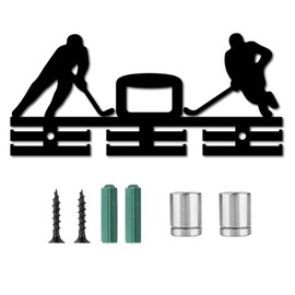 CREATCABIN Ice Hockey Medal Display Acrylic Medal Hanger Medal Rack Hanging Awards Wall Mounted Decor 2 Rows Design Hold 40+ Medals for Golf Swimming Athletes Player Race Home Badge 11.4x5.1 Inch