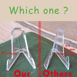 LRANFOW Thickened Version 24 Packs Card Stands Sports Card Holder, Card Display Stand for Display Graded Card Challenge Medals Casino Chips, 2.3 Inch Tall, Clear