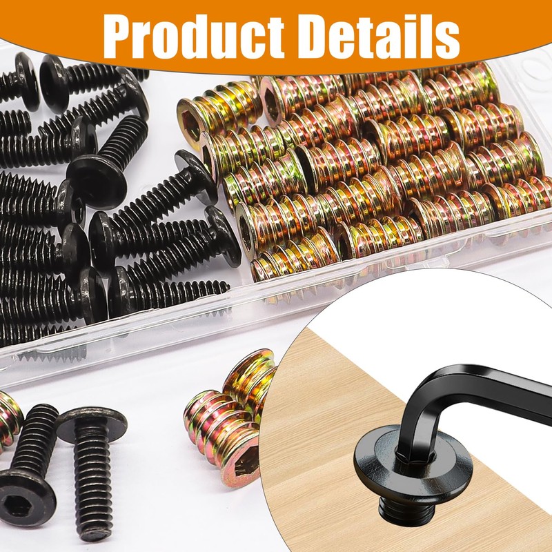 Taiss 25 Sets 1/4"-20 Threaded Inserts for Wood Furniture Screw