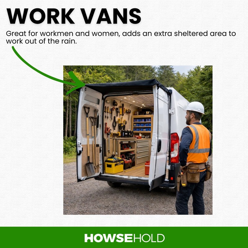 Rear Van Barn Door Awning Cover - Weather and Sun