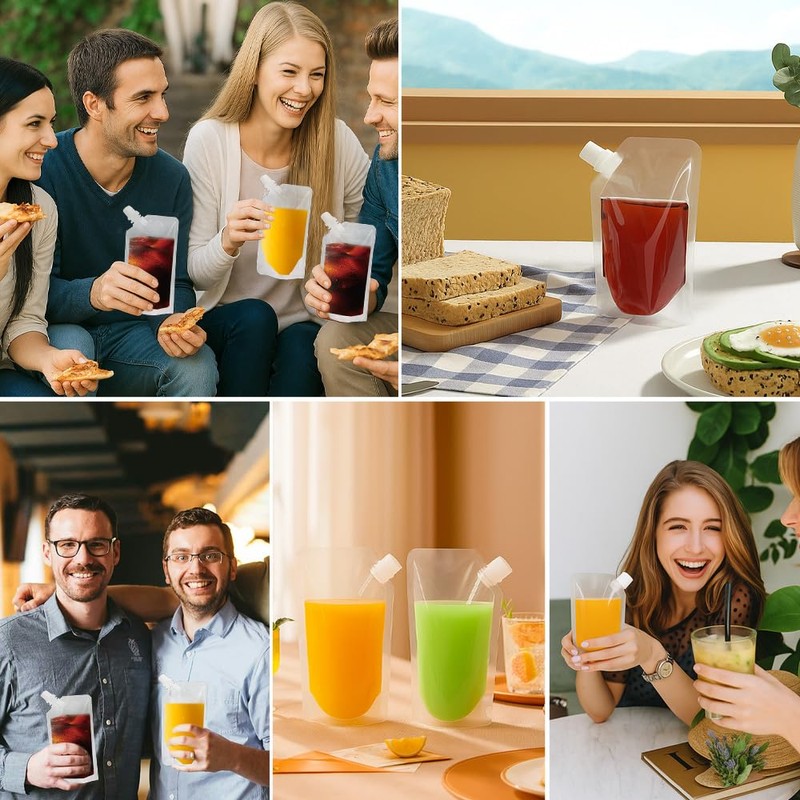 50 Piece Drinking Bag Set, Reusable Drinks Bags with Funnel