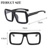 ZYXTLY Oversized Square Nerd Glasses Black Frame Shiny Clear Lenses