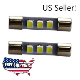 SparkHID 2X 6614F 3-SMD 5050 31mm LED Fuse Visor Vanity Mirror Hyper White Lights F30-WHP