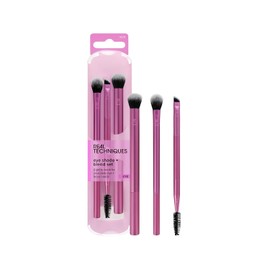 Real Techniques, Dúo de Brochas de Maquillaje para Ojos, Accesorios Esenciales, Juego de Brochas para Sombra y Difuminar, 2 piezas