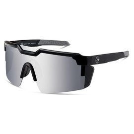 kimorn Polarized Sports Sunglasses for Men, Warp Around Goggles Sun Glasses with UV400 Protection for Driving Fishing (Black/Silver)