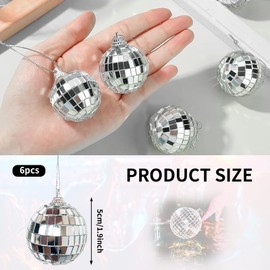 6 Pcs Disco Ball Decoration Hanging Mirror Ornaments bar Party Wedding Christmas Christmas Tree and Music Festivals Decoration 2 inches