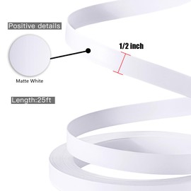ZYJT PVC Edge Banding, 1/2" x 25ft Matt White Edge Banding Non Glued Veneer Edging for Table Cabinet Trim