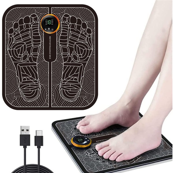 Foot Massager Electric USB, Foot Massager Electronic Muscle Stimulating Foot Massage, EMS Foot Massager for Blood Circulation, Muscle Pain with 8 Modes and 19 Adjustable Frequencies