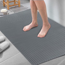 MINUPWELL Extra Large Shower Mat for Inside Shower, 58 x 31 Large Bathtub Mat Non-Slip, Quick Dry Bathtub Mats Soft PVC Loofah Trimmable Bathroom Rugs, Shower and Wet Areas for Tub and Bathroom