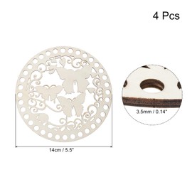 sourcing map Crochet Basket Base 5.5 Inch Round Wooden Crochet Bags Bottom Unfinished Wood for DIY Craft Basket Crochet, Bag Weaving Knitting Base Pack of 4