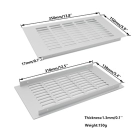 2PCS Air Vent Cover,TTZEZE Silver Aluminium Alloy Ventilation Grille Rectangle Metal Louvered Grill Cover for Wardrobe Stove Shoe Cabinet Sink Kitchen Bathroom Side Wall Ceiling and Floor Exhaust Vent