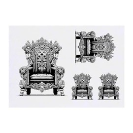 4 x 'Royal Throne' Temporary Tattoos - Water Resistant, Skin-Safe, Non-Toxic Transfers, Mixed Sizes (TO00073226)
