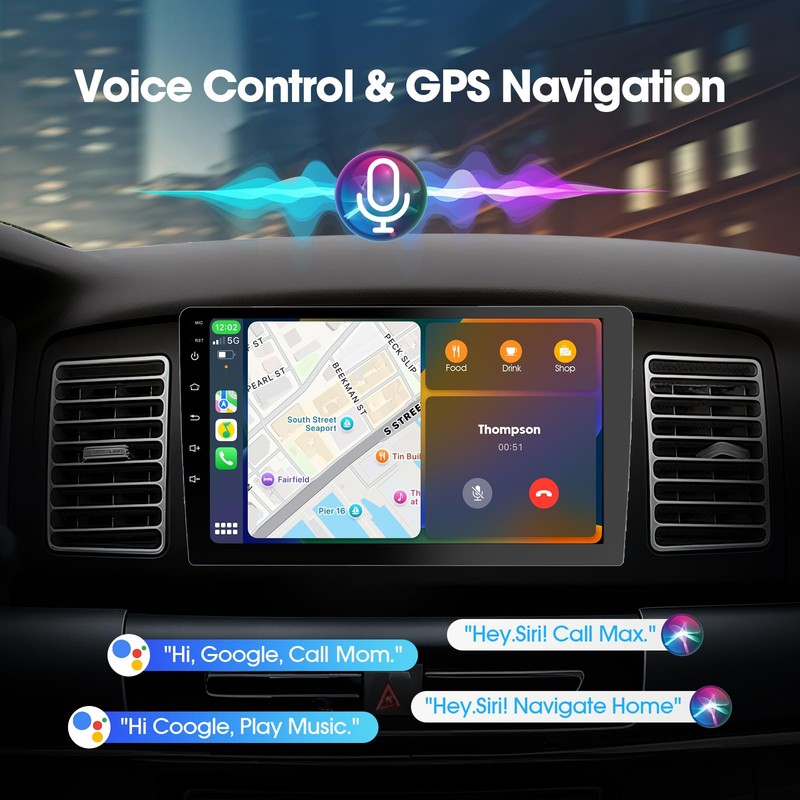 Haudio 9“ Double Din Car Stereo with Wireless Apple Carplay