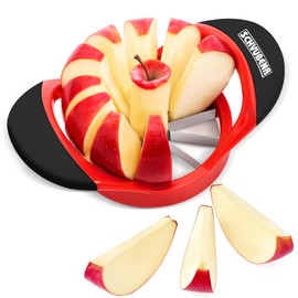 SCHVUBENR 3.5 Inch Apple Slicer with 12 Sharp Blades - Professional Apple Cutter - Stainless Steel Apple Corer - Super Sharp Apple Slicer and Corer - Slice Apple with Ease(Red)