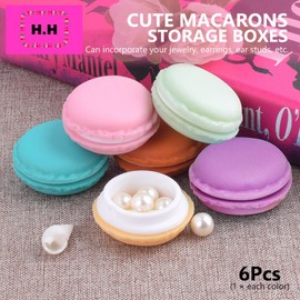 HappyHome Portable Mini Macaron Jewelry Case, Earrings, Ring, Accessory Case, Trinket Case, Set of 6 Colors