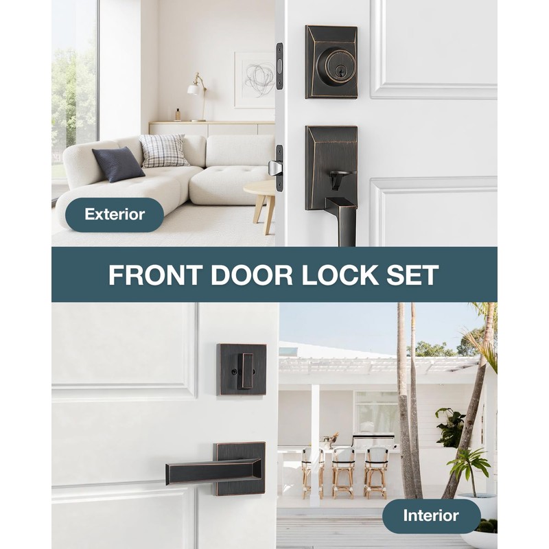 Calzibeno Modern Oil Rubbed Bronze Front Door Lock Set for