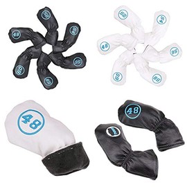 Iron Covers Golf Wedge Covers Head Covers Golf Luxury Embroidery 6 Pack Black/White Bear (Black)