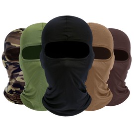 ROXUN Balaclava Ski Mask, 5 Pack Neck Gaiter Motorcycle Scarf, Summer Cooling UV Protector Men/Women, Black+sand+brown+army Green+camo, One size
