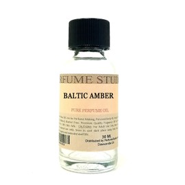 Amber Perfume Oil for Perfume Making, Personal Body Oil, Soap, Candle Making & Incense; Splash-On Clear Glass Bottle. Premium Quality Undiluted & Alcohol Free (1oz, Baltic Amber)