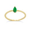 Dainty 10k Yellow Gold Solitaire Emerald Pear-Shaped Modern Engagement Rope