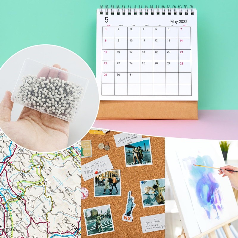 330 Pcs Round Head Tacks, 1/8 Inch Map Push Pins,