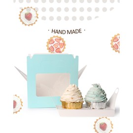 Gcardist Light Blue Cupcake Container Double Cupcake Stand Disposable 15 Double Cupcake Containers with Window 16.5 x 9.2 x 8.9 cm Cupcake Container (6.5 x 3.6 x 3.5 inches)