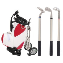 Desktop Golf Pen Set 3 Ballpoint Pens and Mini Bag Zinc Alloy Golf Pen Holding BagRed White