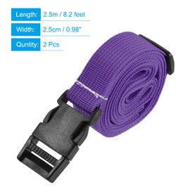 MECCANIXITY Utility Strap with Buckle 1x98 Inch Polyester Quick Release Adjustable Belt for Travel Outdoor Bag Luggage Packing (Purple, Pack of 2)