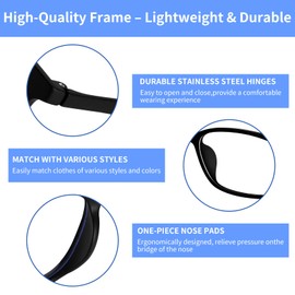 Windfromort Blue Light Filter - Glasses, Plastic Black Glasses, Protects Against Blue Light and UV Rays, Reduces Eye Strain, Ideal for Computer Work, Gaming and Daily Use (Black)
