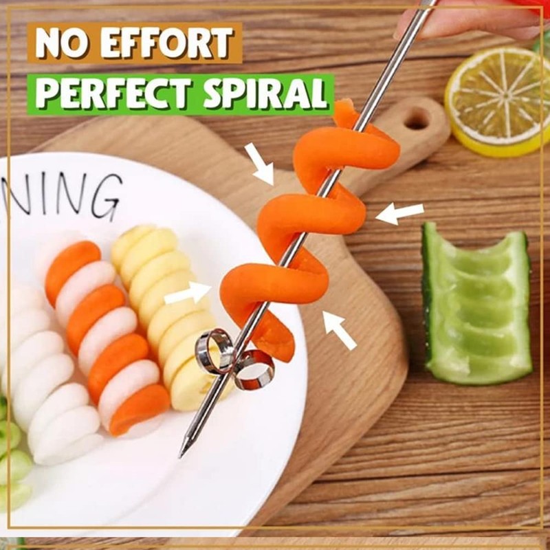 2pcs / Set Stainless Steel Vegetable Spiral Cutter Slicers Manual